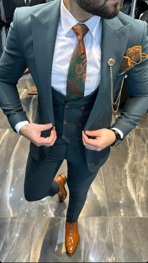 3 piece suit green