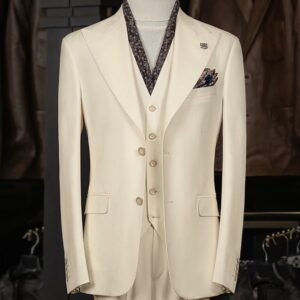 Cream and Brown Wedding Suit