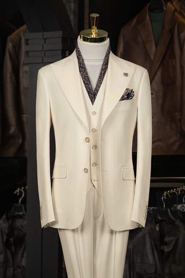 Cream and Brown Wedding Suit