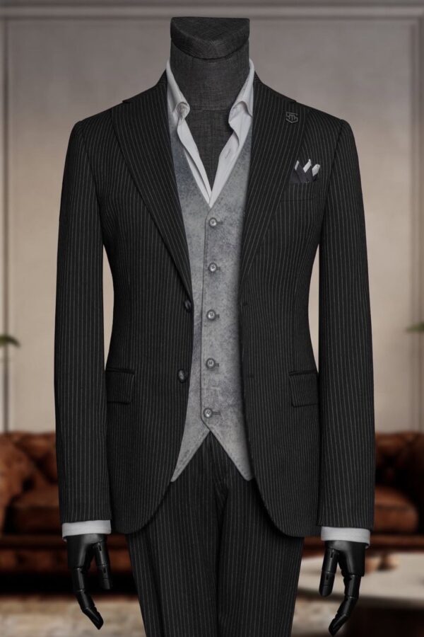 Black Pinstripe Wedding Suit