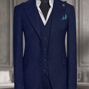 Navy Blue Pinstripe Wedding Suit