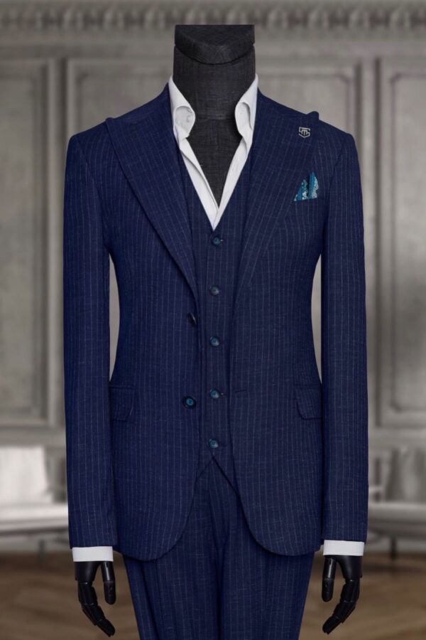 Navy Blue Pinstripe Wedding Suit